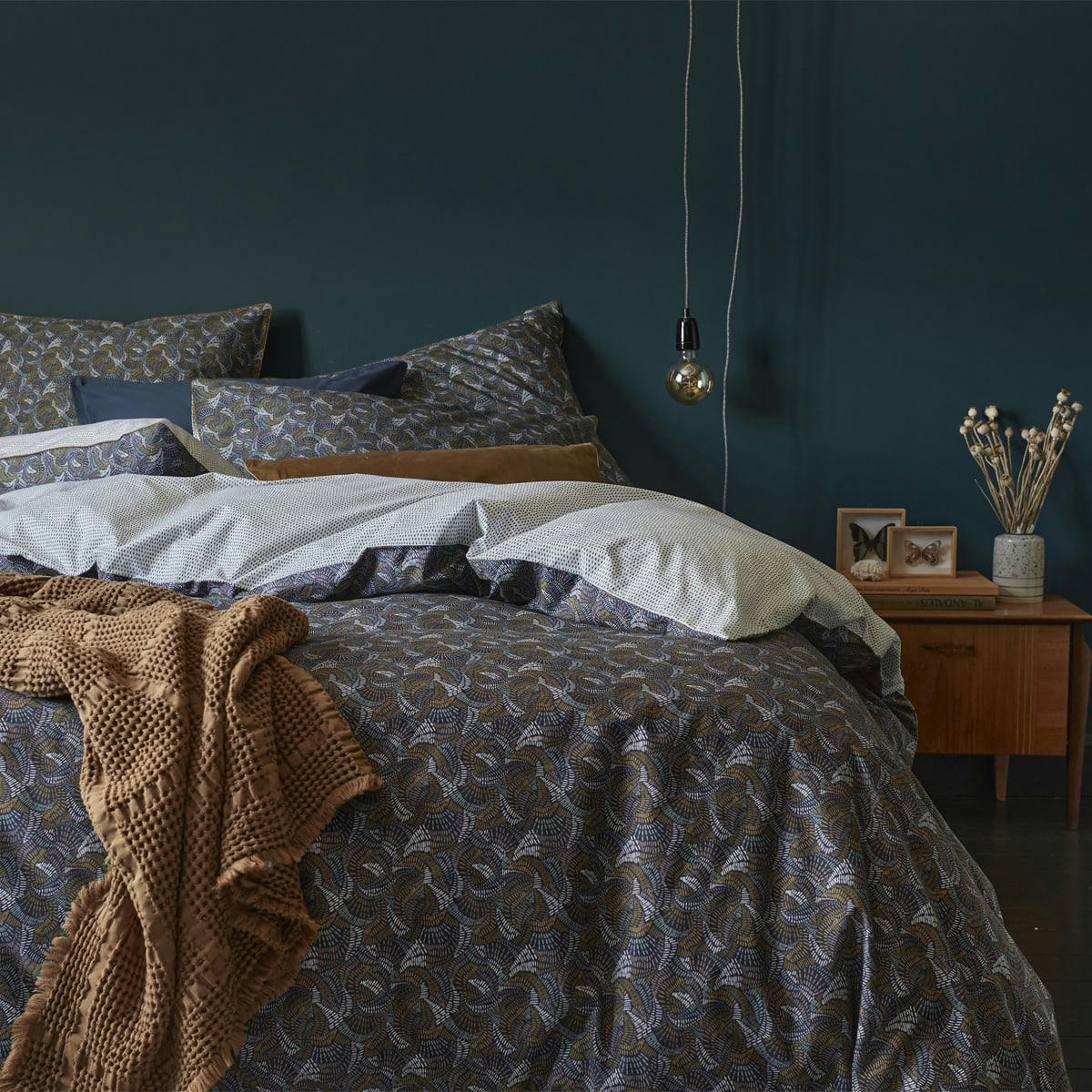 TALISMAN - Parure de lit en percale de coton bleu 140x200