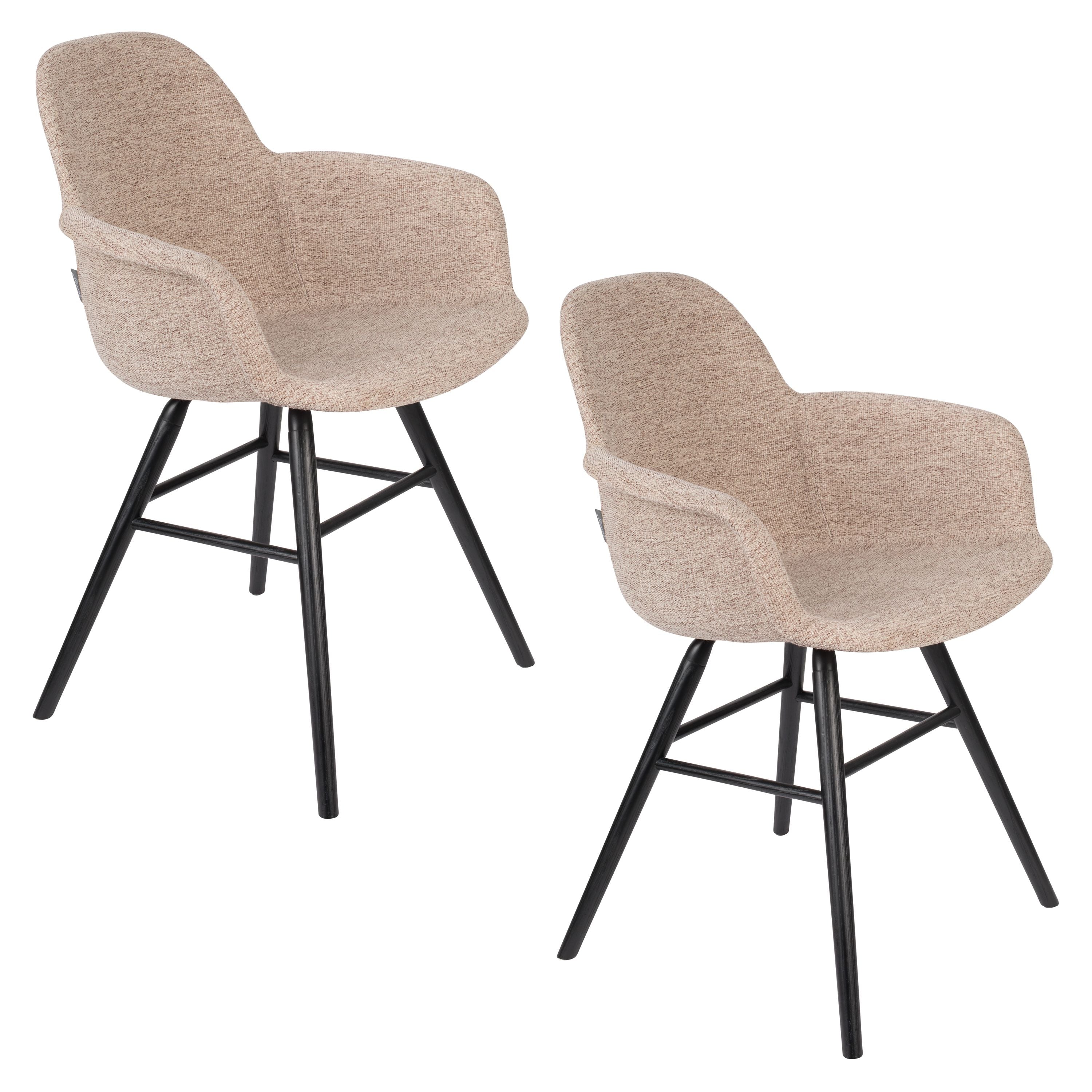 Zuiver Albert Kuip Soft Eetkamerstoelen Armleuning Beige - Set van 2