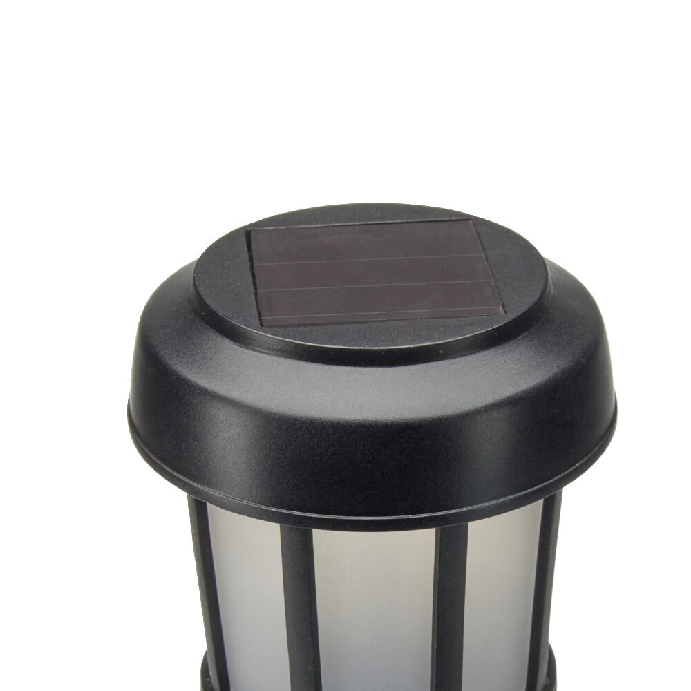 Borne solaire à planter effet flamme plastique et bambou noir Ø7xH50cm
