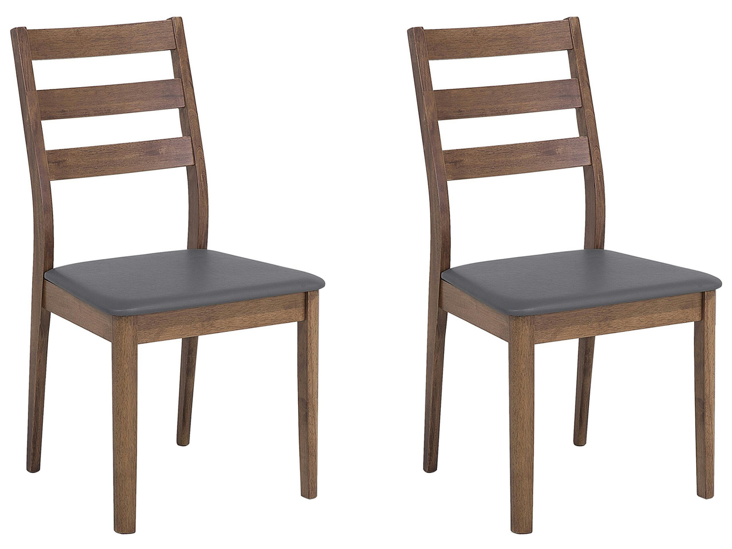 MODESTO - Lot de 2 chaises de salle à manger en bois d'hévéa gris