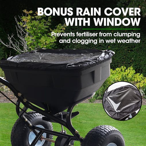 NNEMB Walk Behind Broadcast Spreader 56kg 60L Seed Lawn Fertiliser