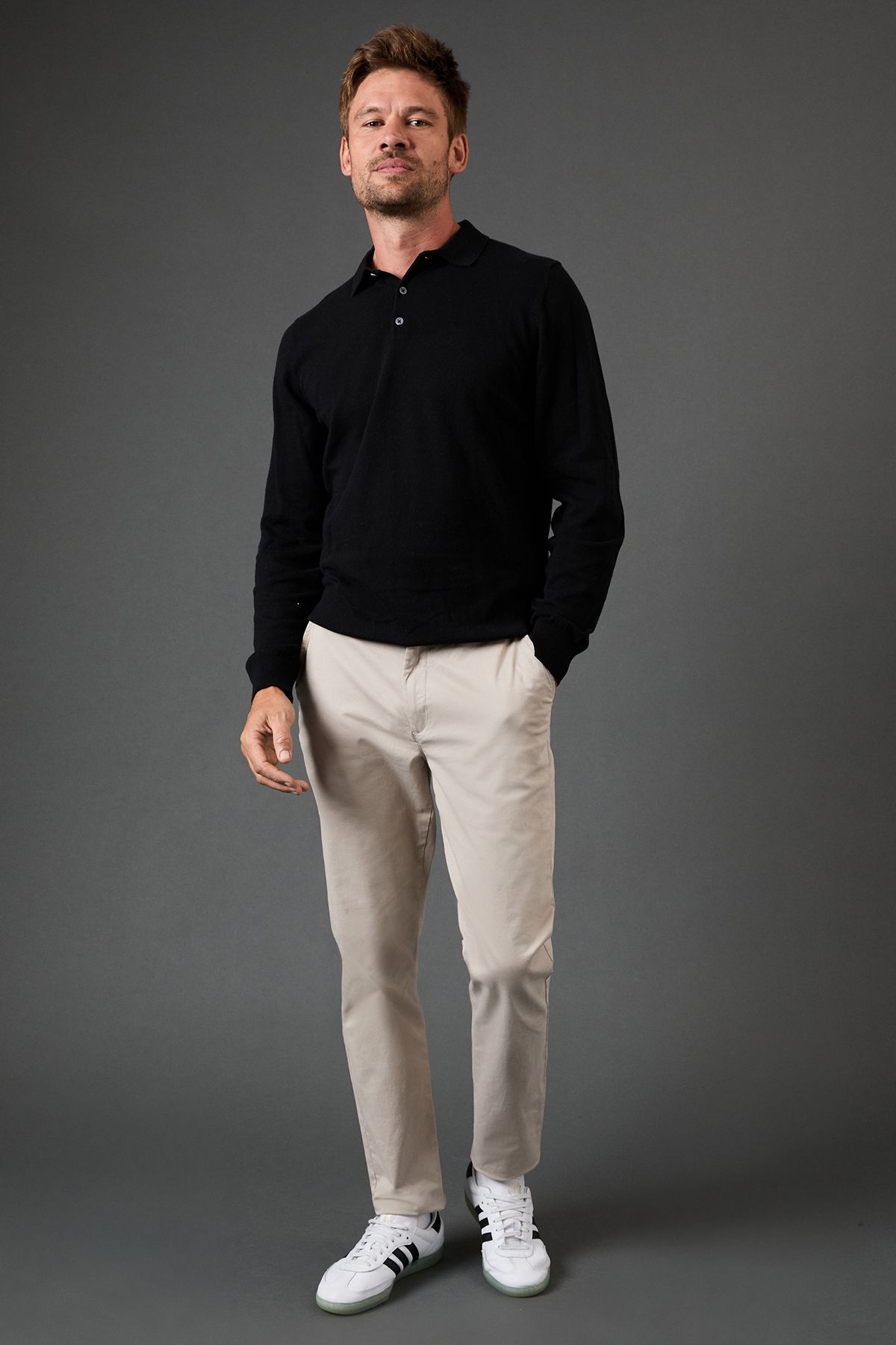 Burton Cotton Rich Long Sleeve Knitted Polo