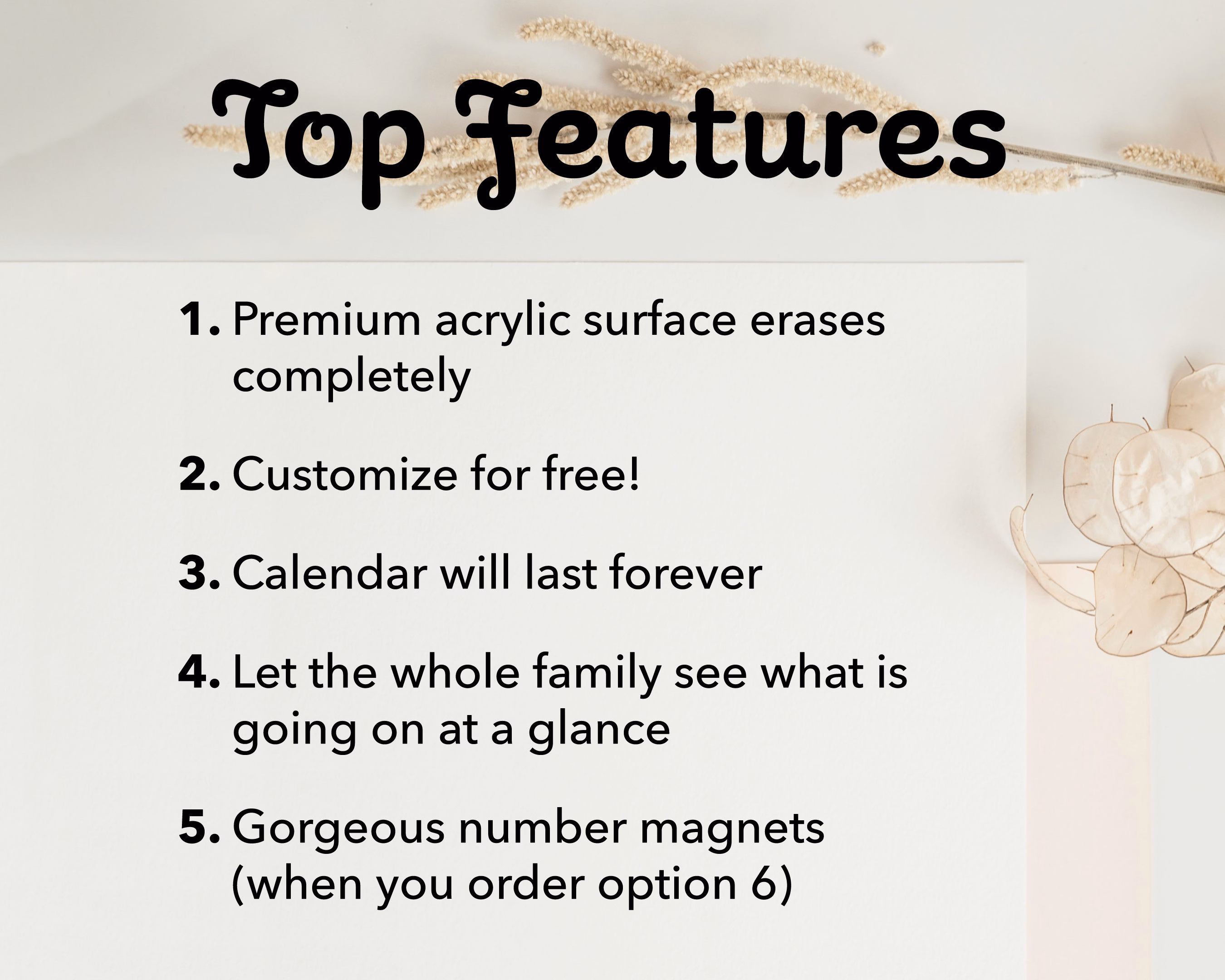 Dry Erase Calendar, Chalkboard Style Family Planner - Framed Acrylic Surface | Medium 18x24, Personalized