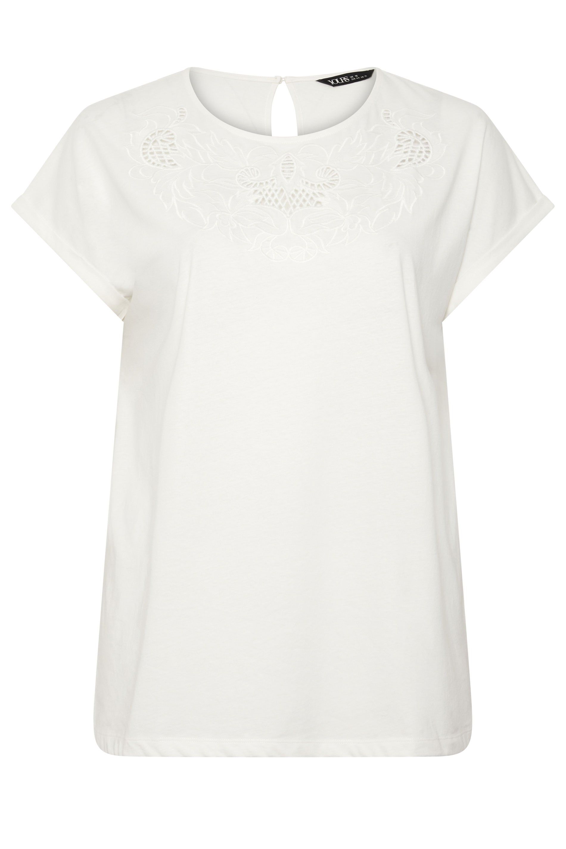 Yours Broderie Anglaise Grown On Sleeve T-Shirt