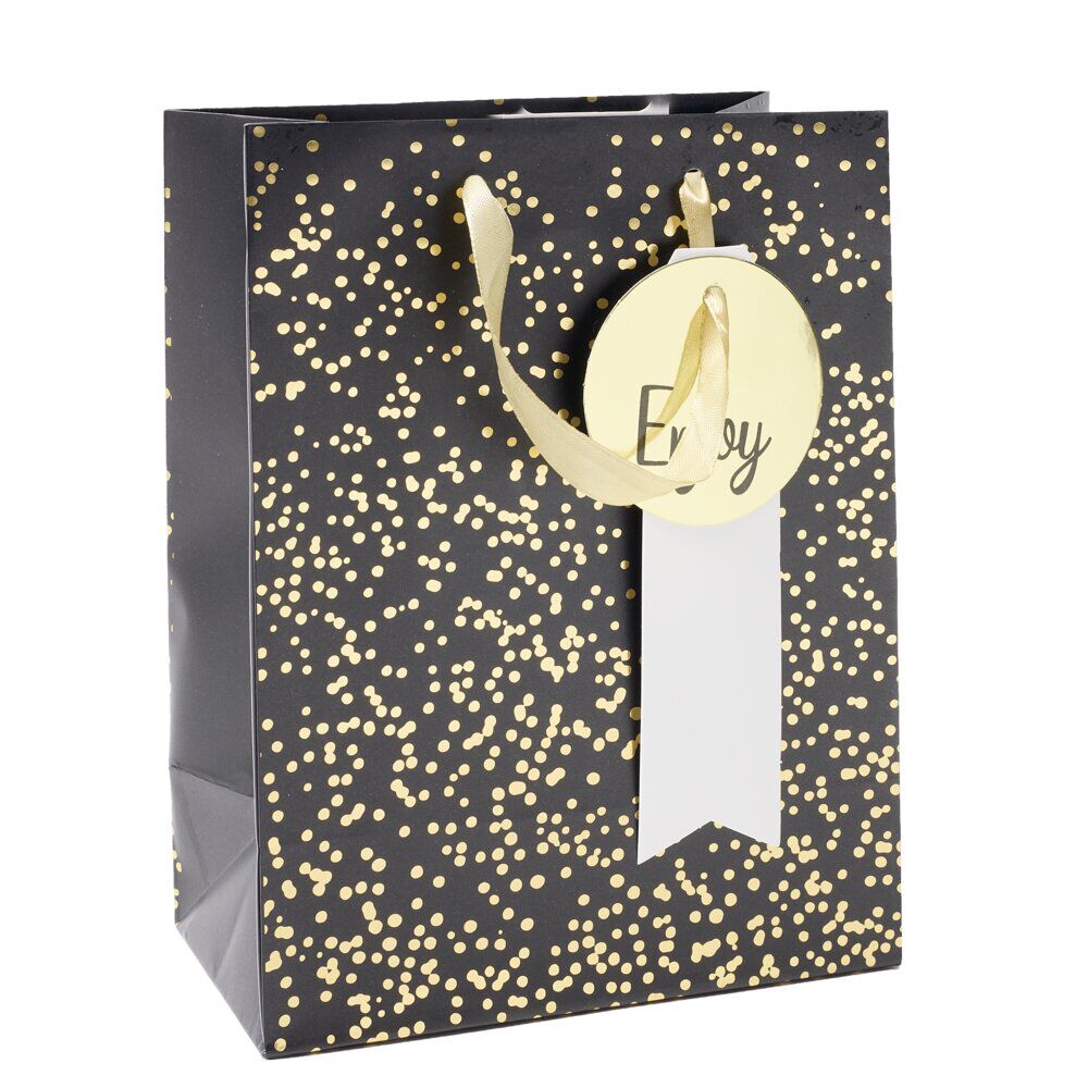 Sac cadeau papier anniversaire inscription Happy Birthday 17,5x10xH23cm (2 modèles)