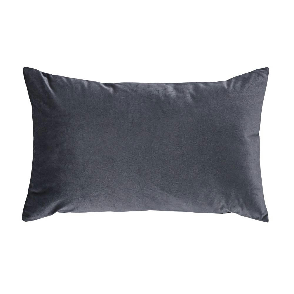 MARZANA - Coussin en suédine bleu imprimé animal et feuillages 30x50