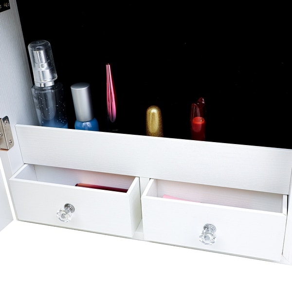 Wall Mounted Jewelry Storage Mirror Cabinet With LED Lights