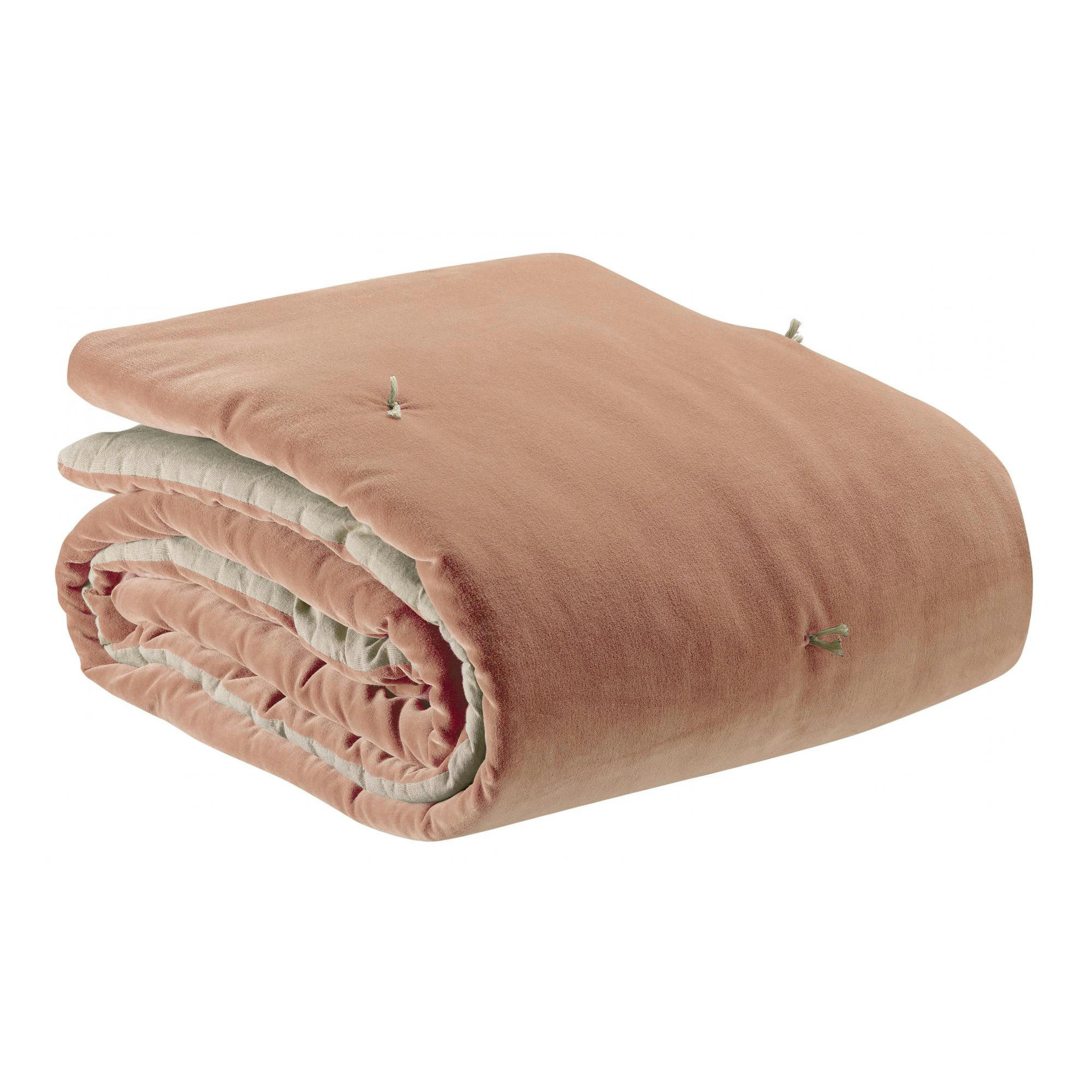 ELISE - Plaid points noués  en coton epice 140 x 200