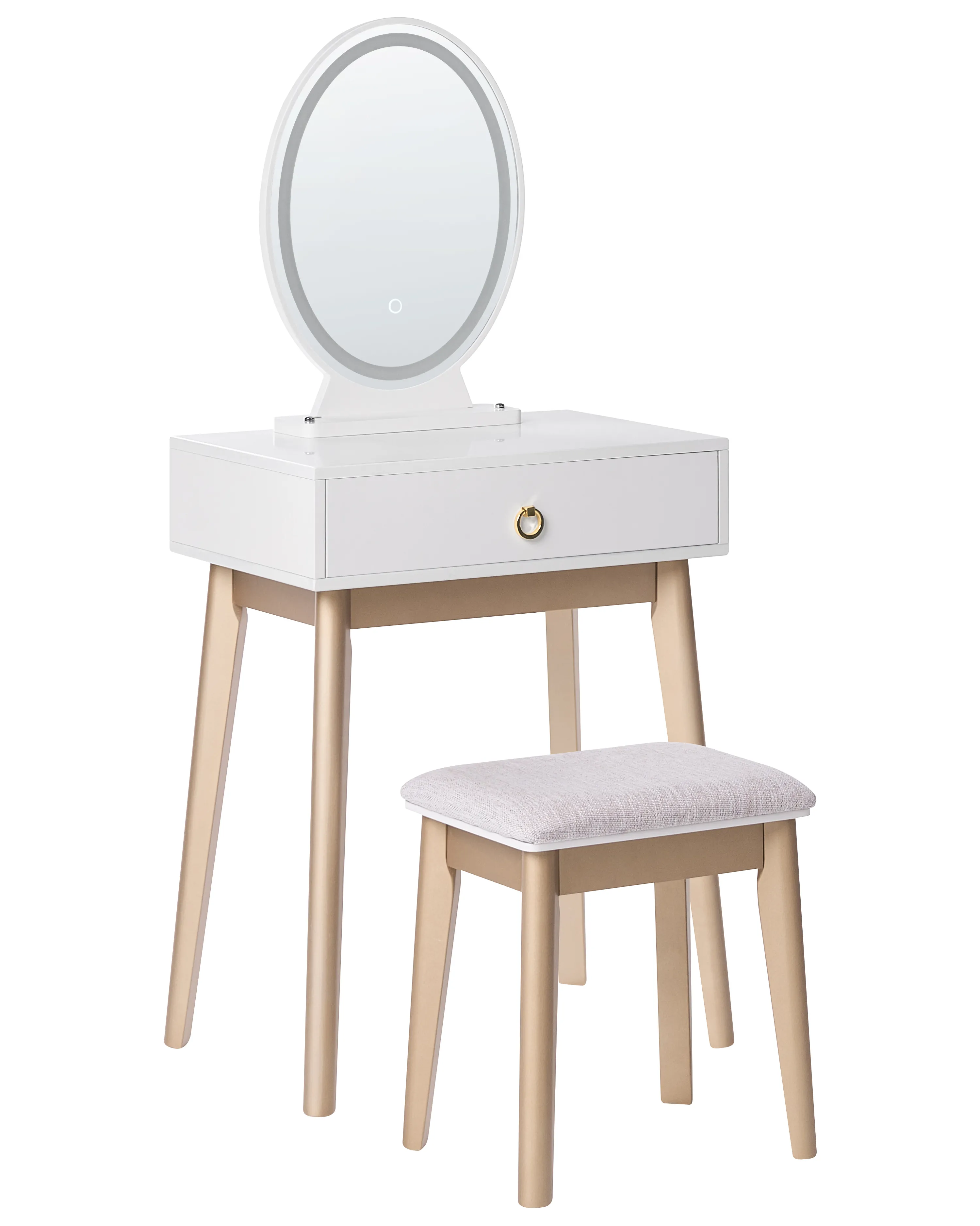 Dressing Table with Mirror and Stool ROSEY LED White