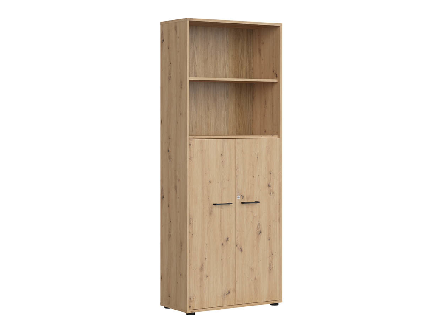 Regał zamykany na klucz Space Office 80 cm z 2 drzwiami i 2 półkami dąb artisan