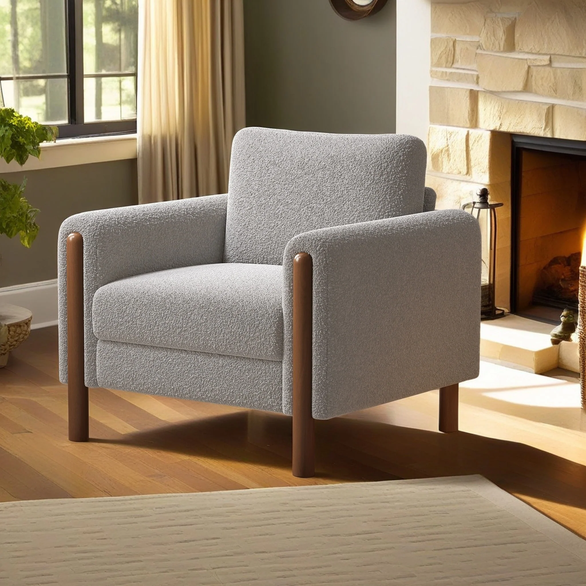 Maloa Upholstered Oversized Teddy Accent Chair with Walnut Legs by Christopher Knight Home