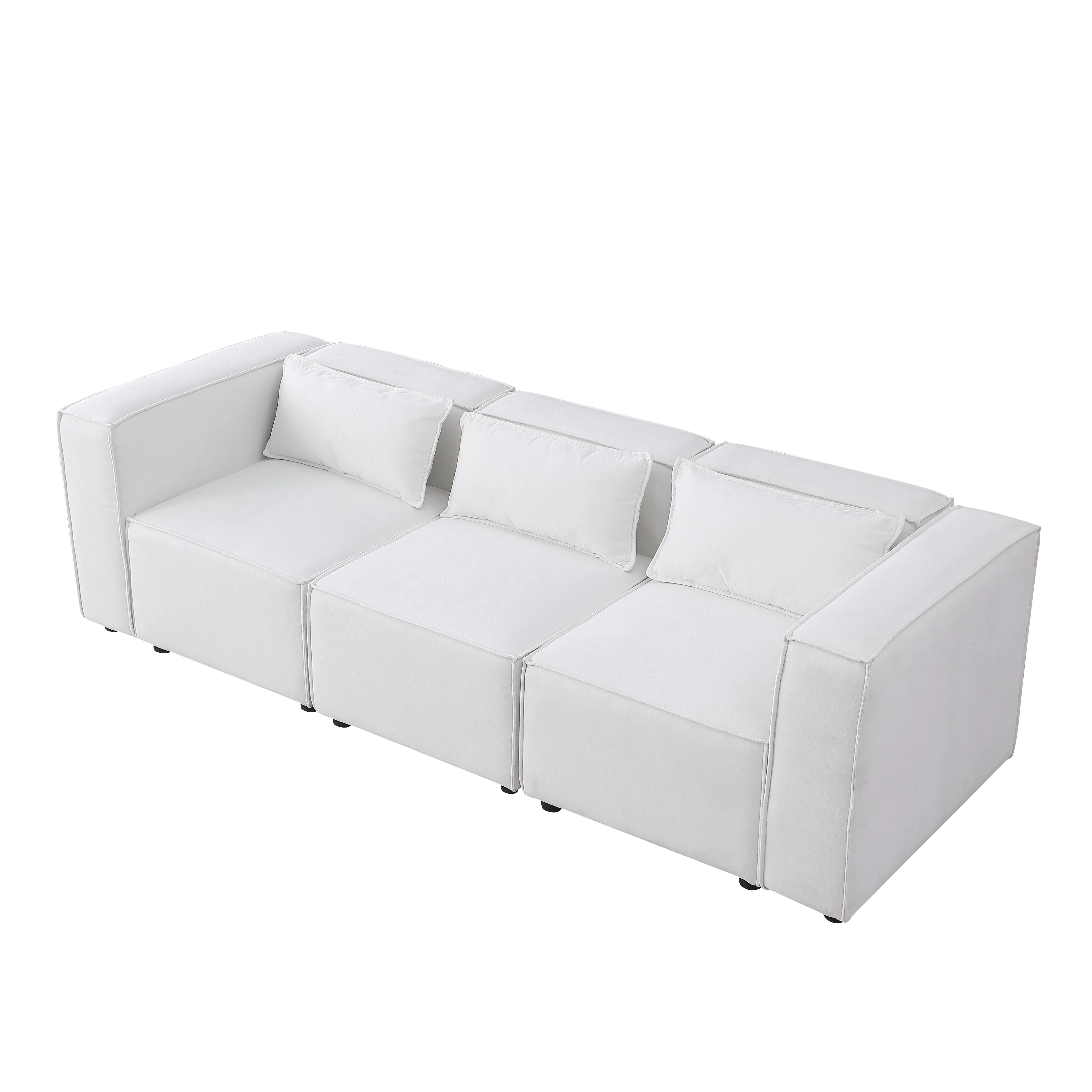 Modern U Shaped Modular Sofa with Chenille Upholstery and Repositionable Ottoman for Living Room and Guest Room