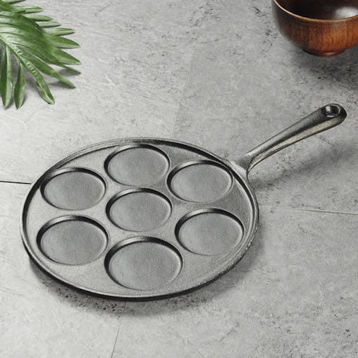 SOGA 2X Cast Iron Takoyaki Fry Pan 7 Hole Grill Mold 23cm