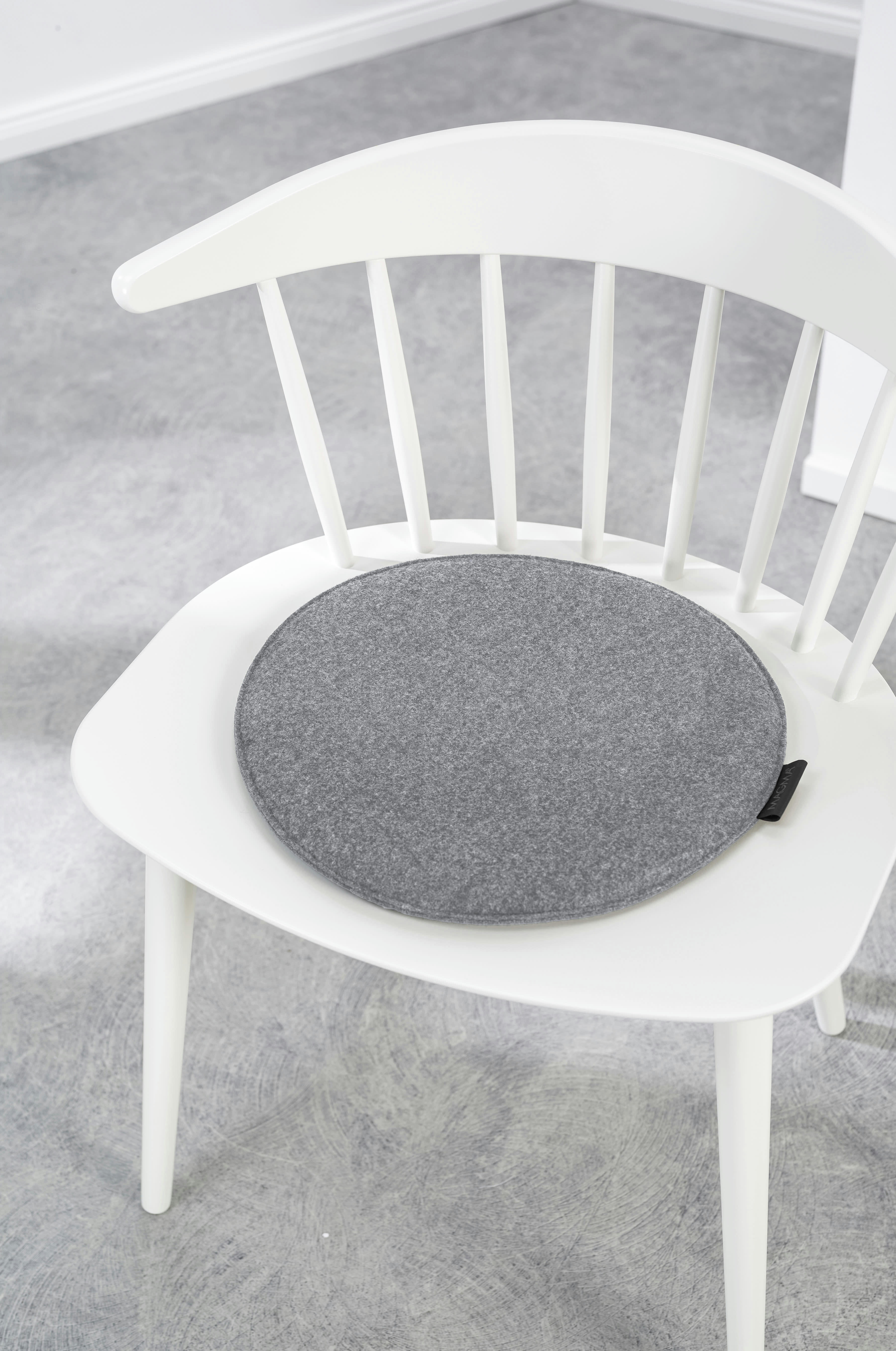 AVARO - Galettes de chaise gris chiné imitation feutre - Lot de 4 -  Ø 35cm