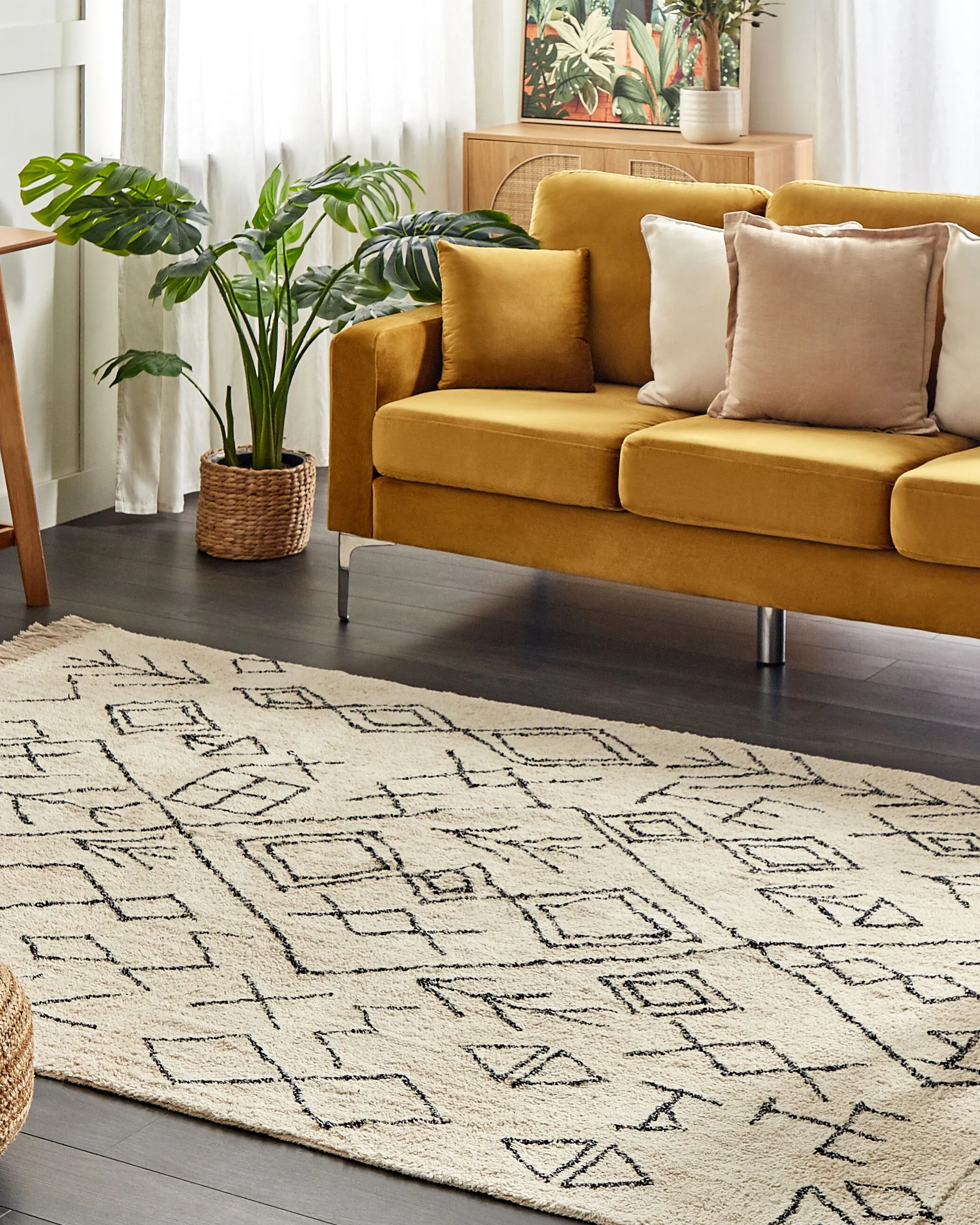Rug SOMEK Beige 160 x 230 cm Cotton