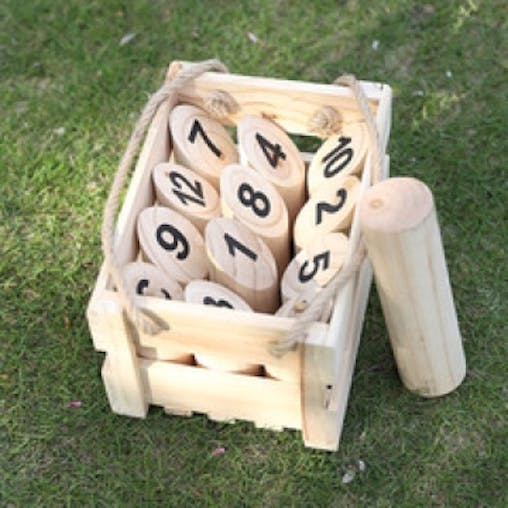 Scatter Pine - Wooden Throwing Game - 12 Pines, 1 Baton & 1 Crate