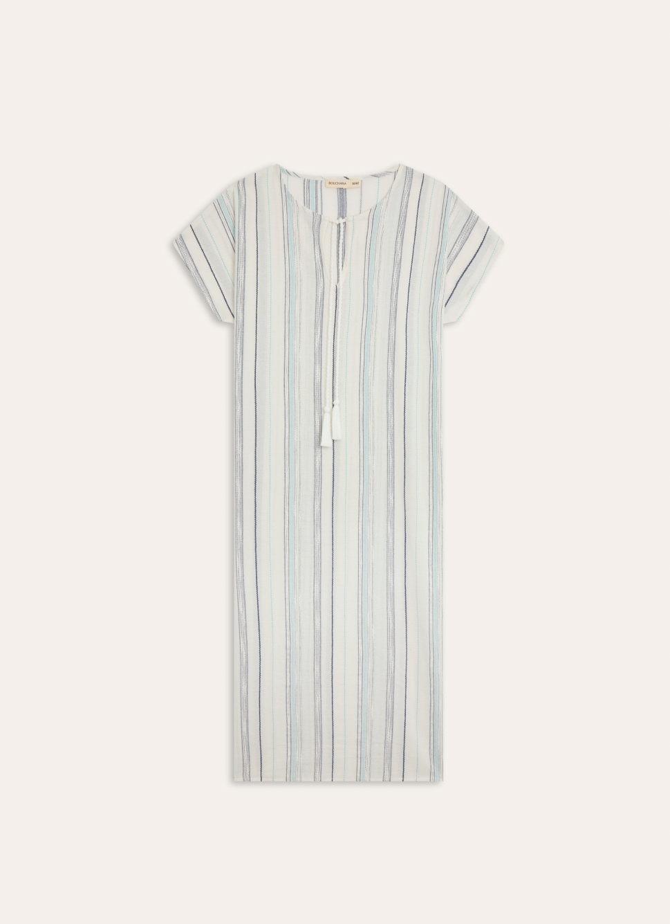 TUNIQUE LONGUE RAYÉE EN COTON ECRU