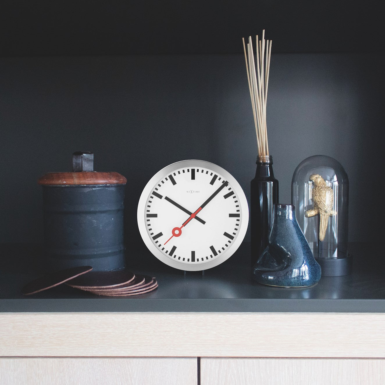 NeXtime Station Wandklok Strepen Ø 19 cm