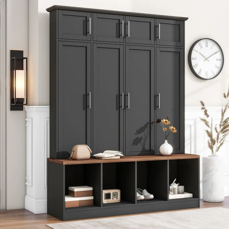 Multi-Functional Hall Tree Entryway Cabinet with Multiple Storage Space