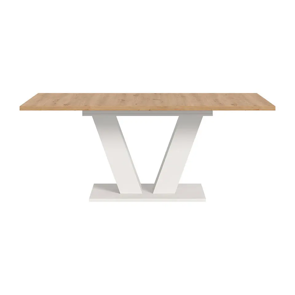 Hioshop Motion eetkamertafel V-poot 90x150/190cm incl 1 verlengblad eik decor-