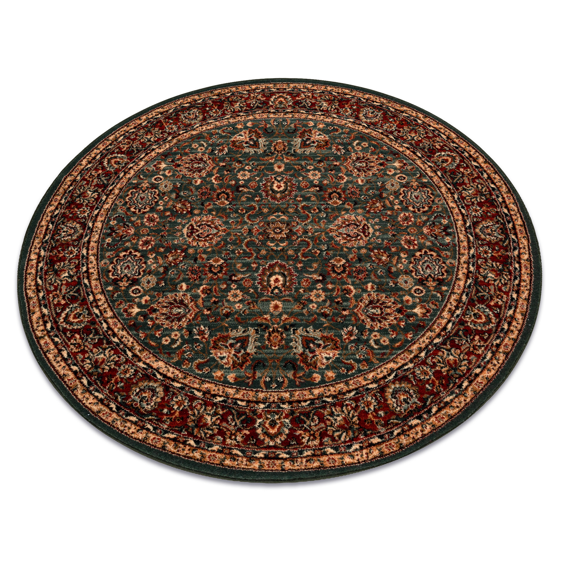 Dywan wełniany KASHQAI 4362 400 ornament zielony / bordo koło 120 cm