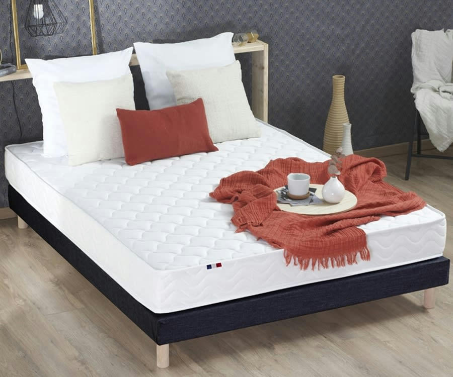 ENSEMBLE SPECTRE - Ensemble matelas ressorts fermes sommier noir 140x190