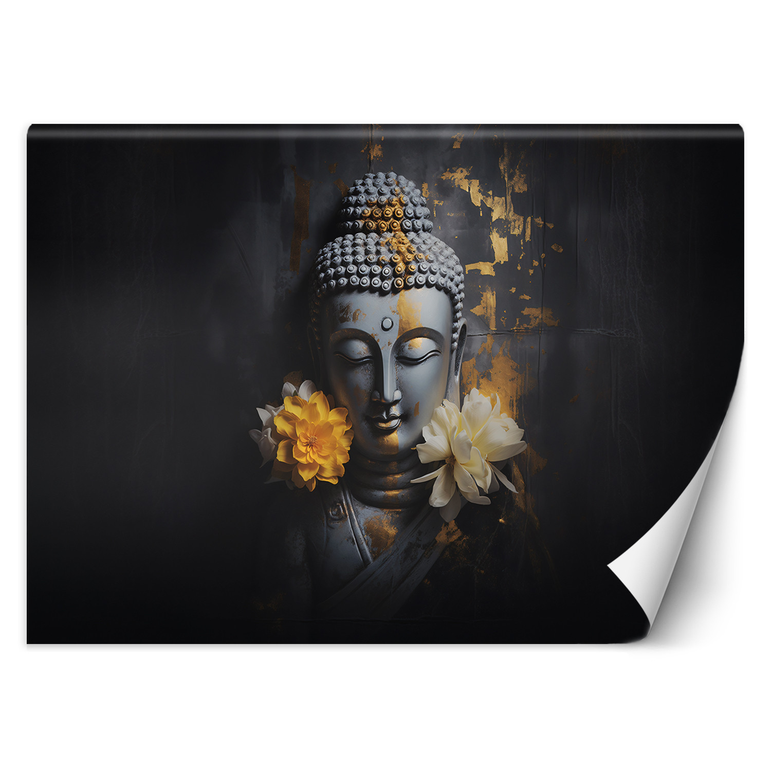Feeby Fototapeta, Szary budda i kwiaty 150x105
