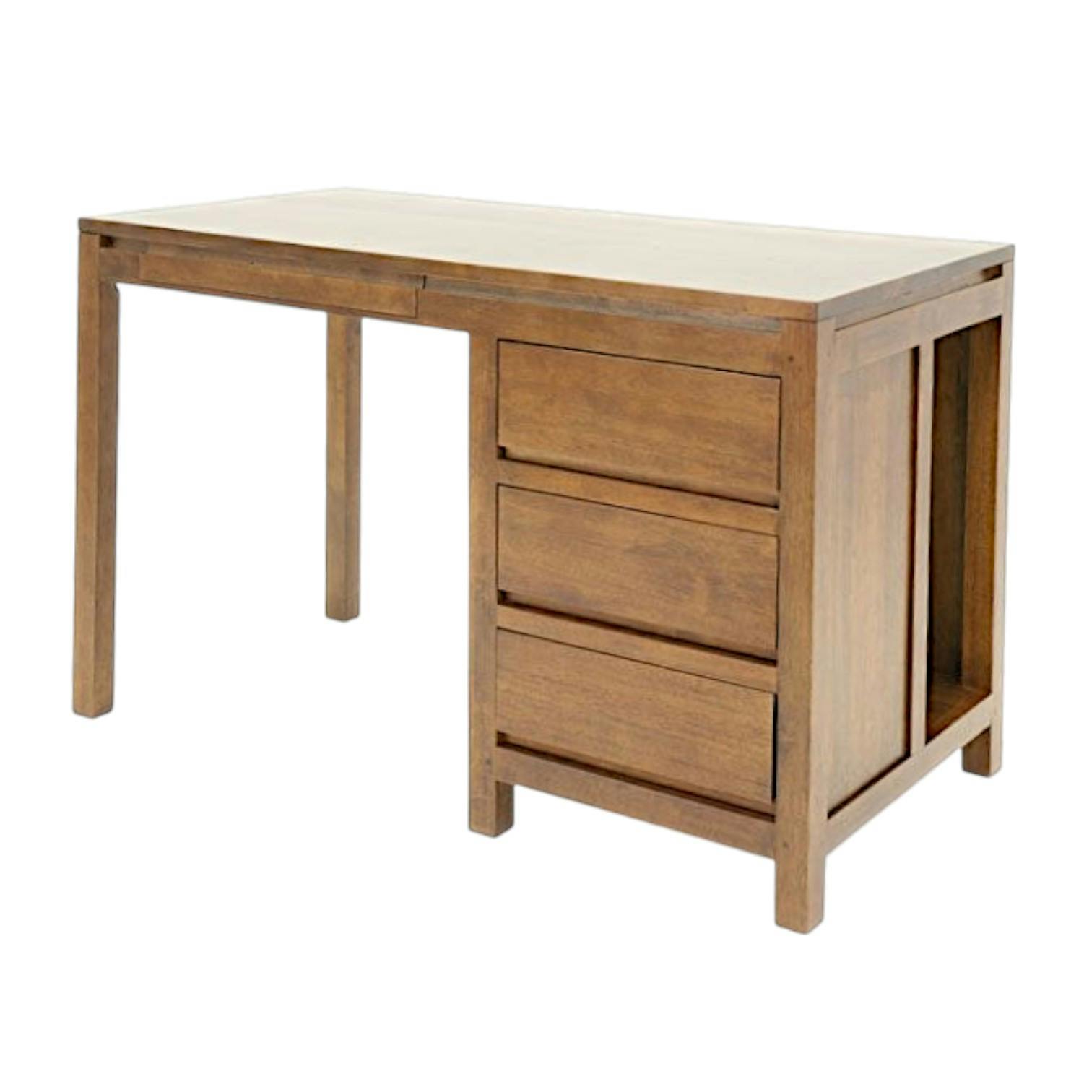 Bureau moderne 3 tiroirs hévéa 120x60x76cm OLGA