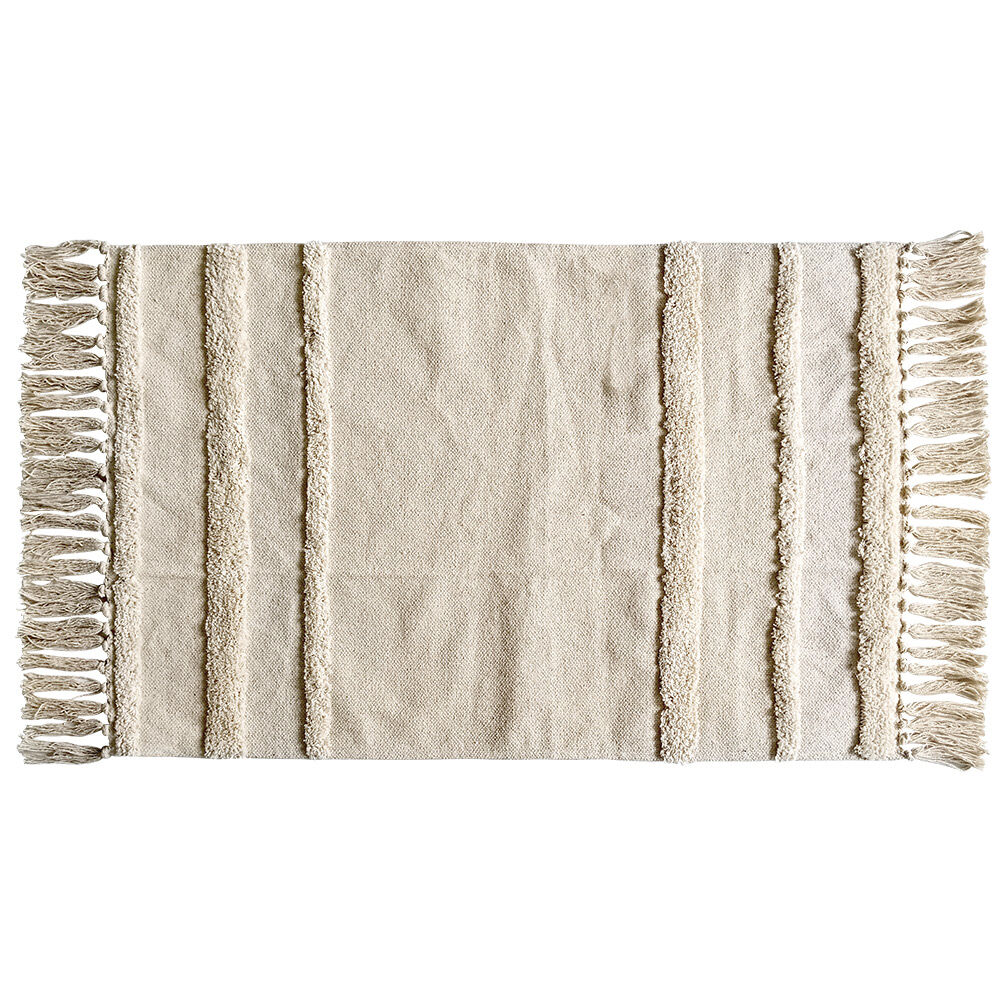 Tapis rectangulaire beige tufté 50x80cm