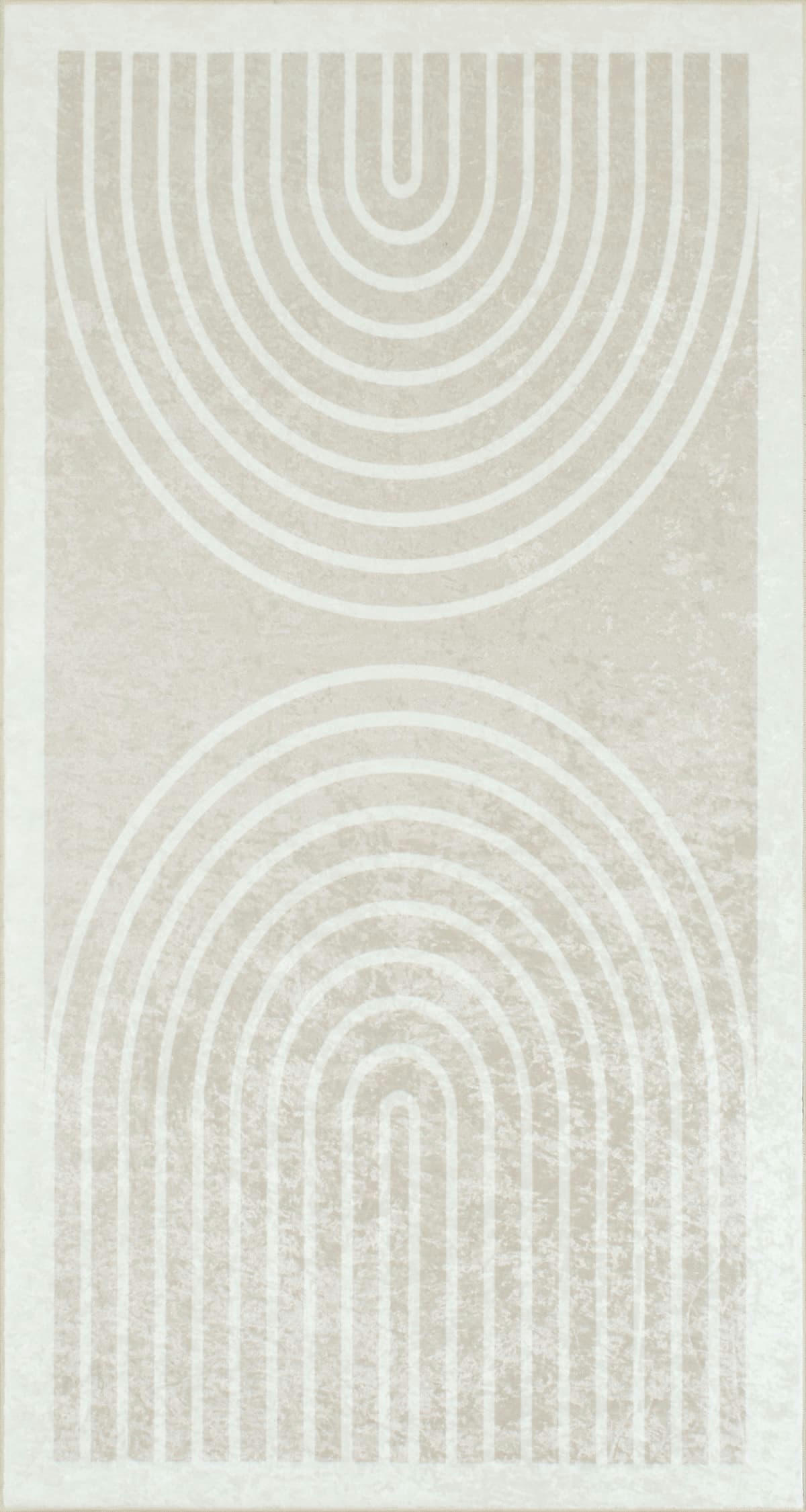 GREGE - Tapis arc en ciel beige et blanc 80x150