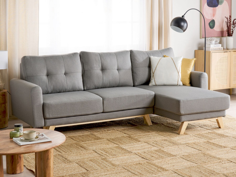 Sofa narożna lewostronna rozkładana szara