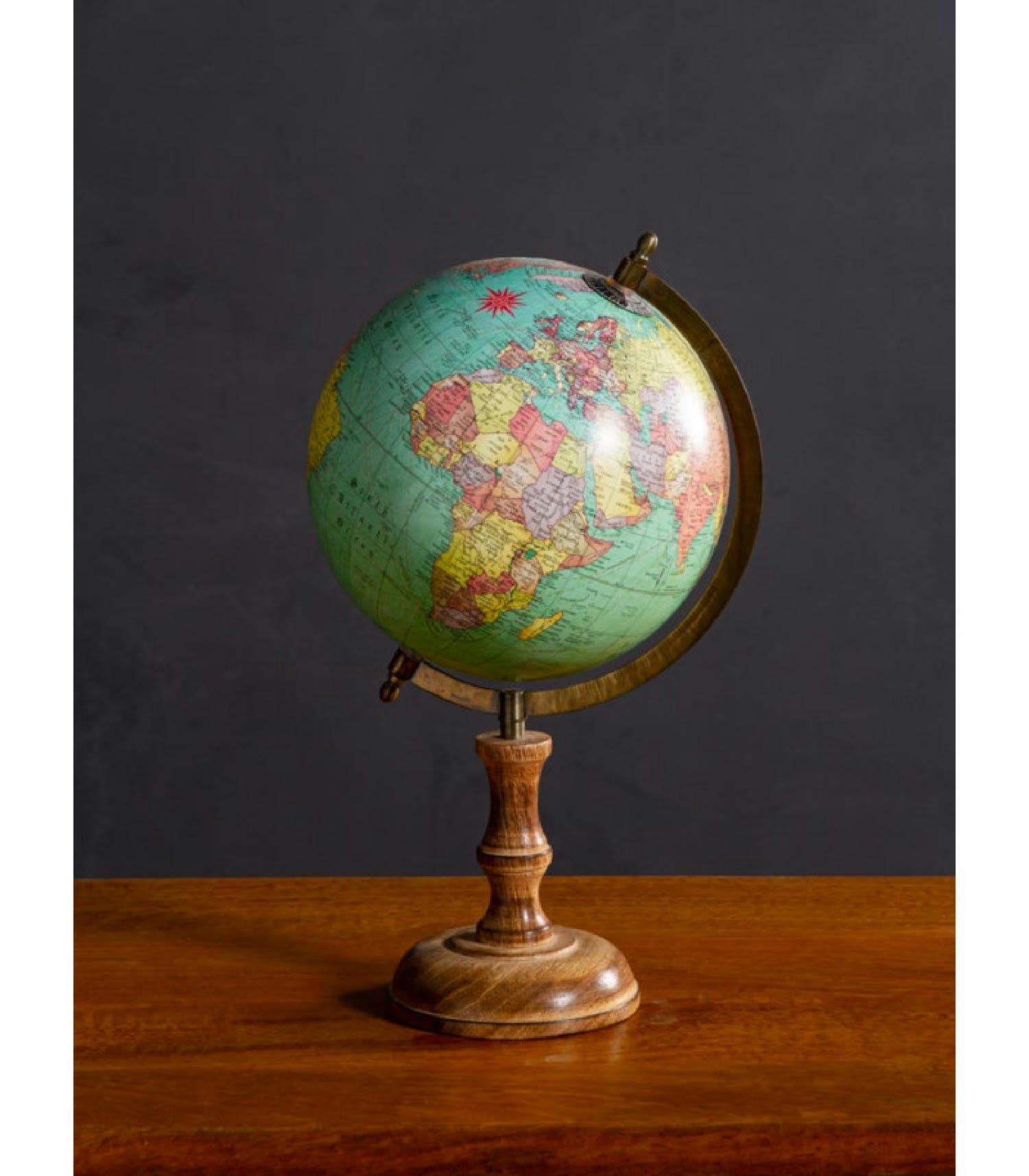 BOIS - Mappemonde sur pied central bois multicolore