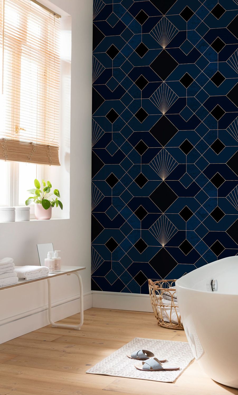 Sanders & Sanders fotobehang schelpen donkerblauw en goud - 150 x 280 cm - 611812