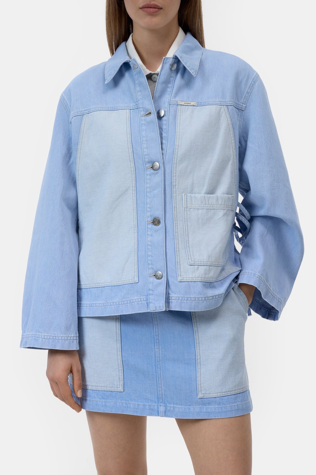 Denim-Overshirt im Patchwork-Look
