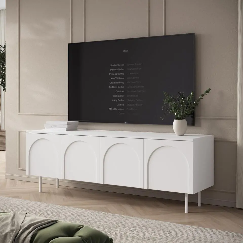 Meubella - Hilo - TV-Meubel - Wit - 161x40x56 cm