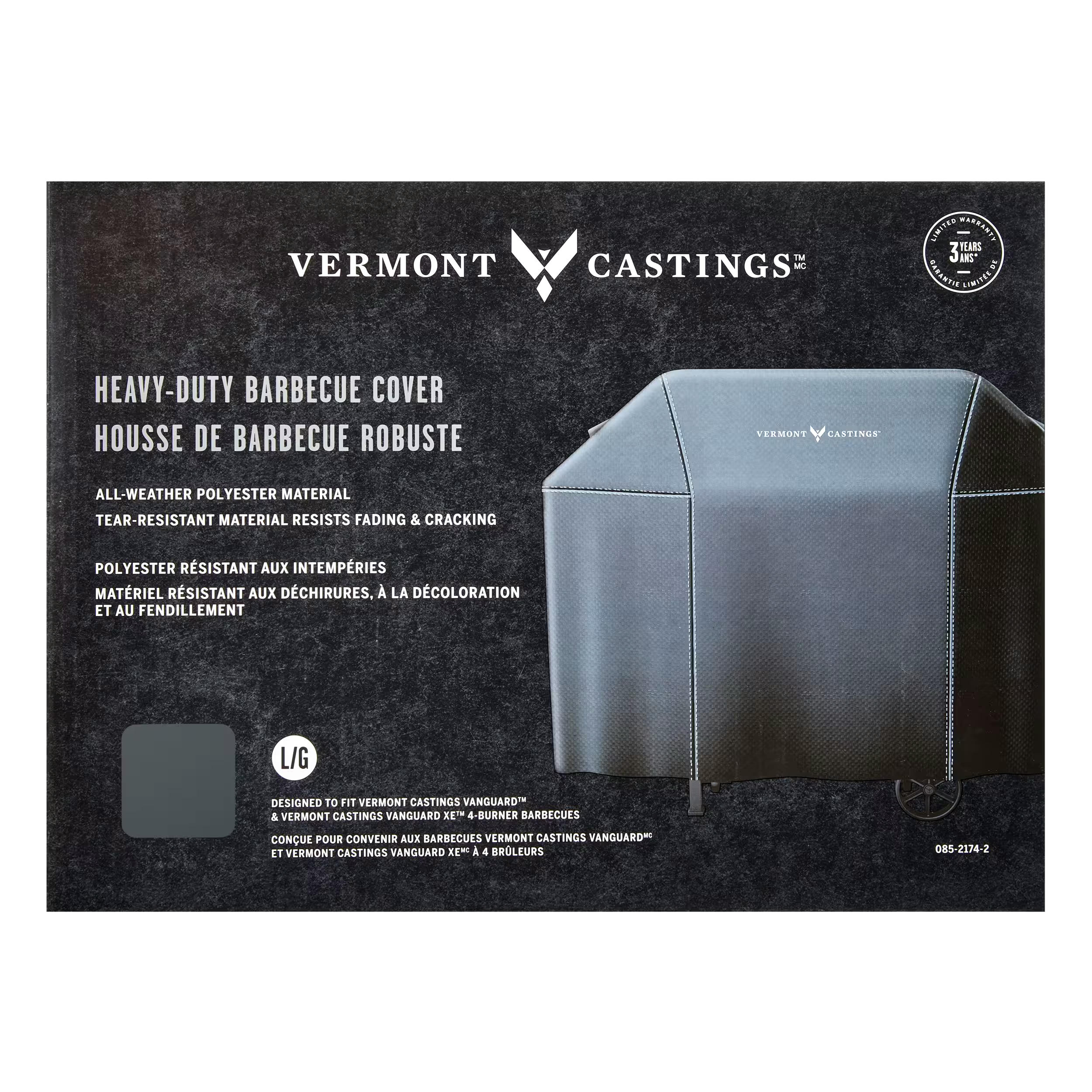 Vermont Castings Heavy Duty BBQ Gas Grill Cover, Waterproof & UV-Resistant, Large