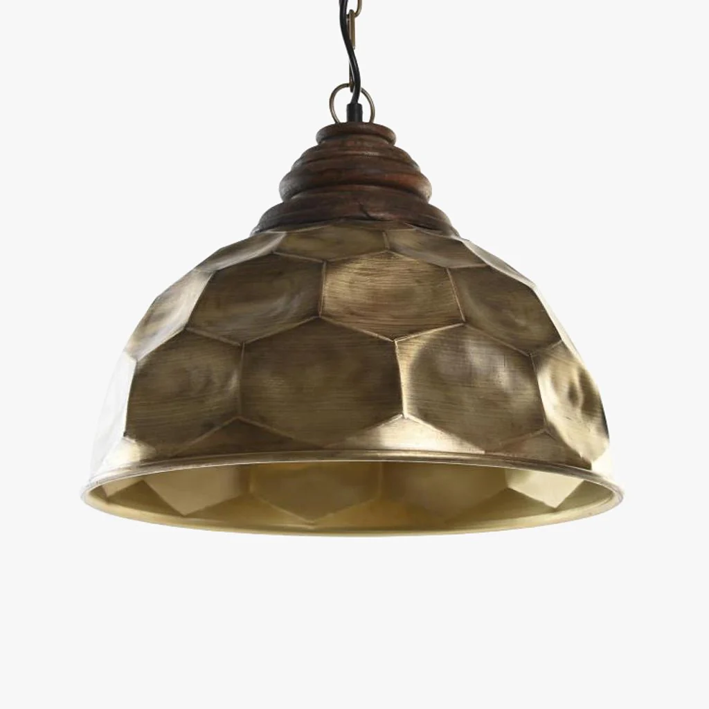 Candeeiro de Teto Martelado Dourado LUXE