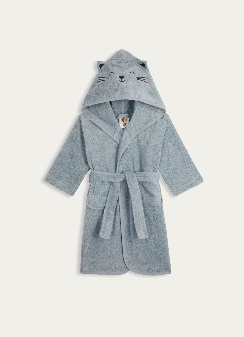 PEIGNOIR ENFANT EN ÉPONGE à CAPUCHE CHAT BLEU