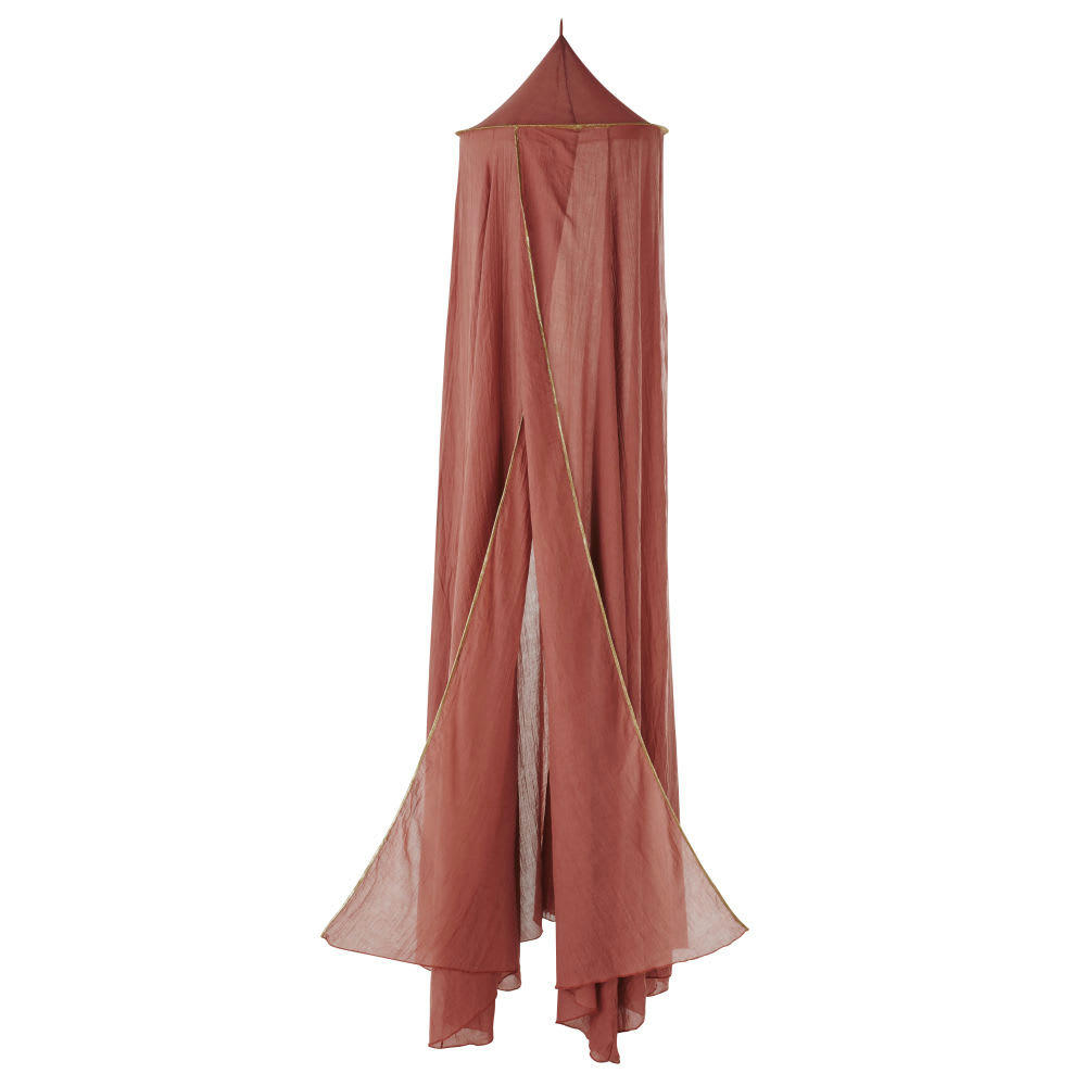 - Ciel de lit bébé terracotta à liseré doré