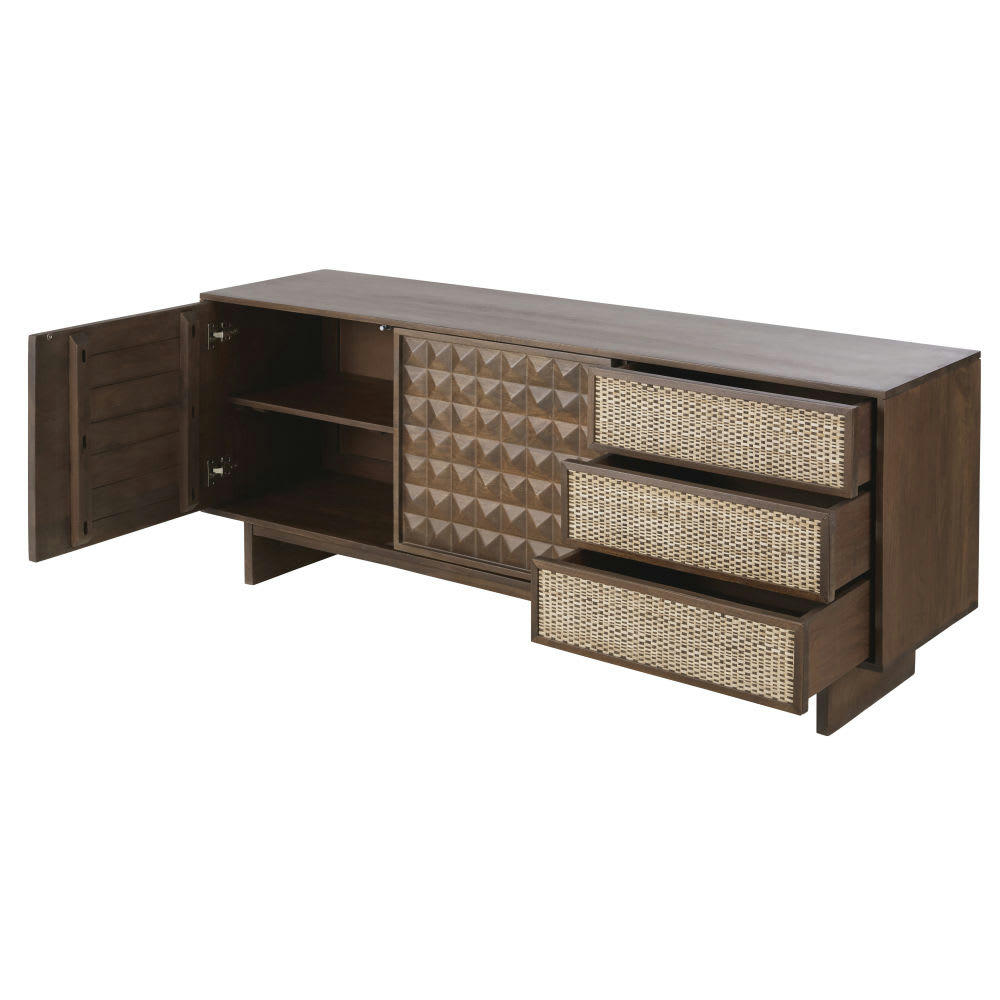 Makao - Buffet 2 portes 3 tiroirs en bois de manguier