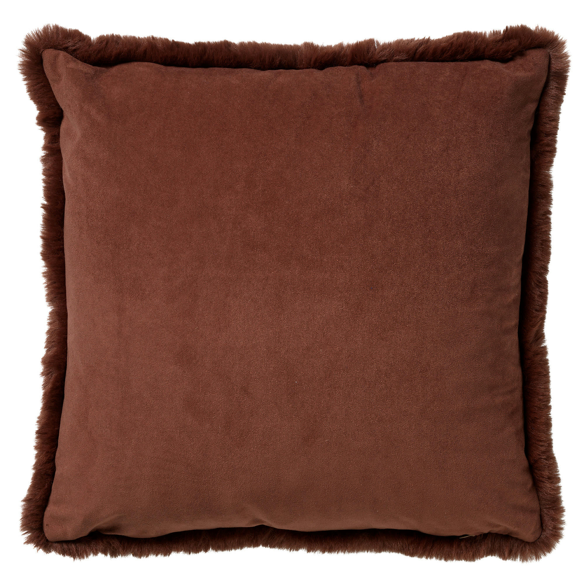 ZAYA - Housse de coussin marron fausse fourrure-45x45 cm uni