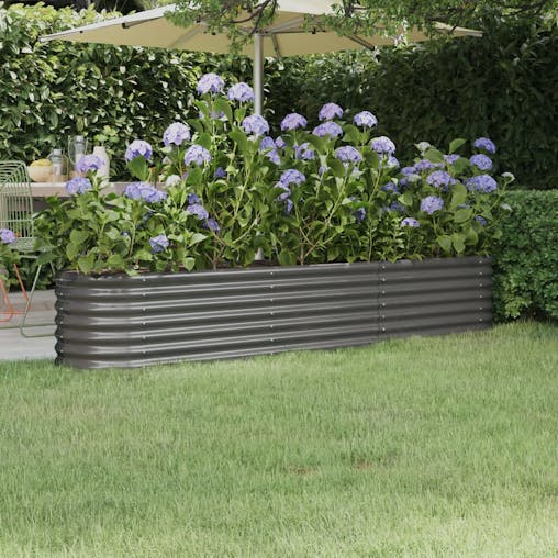 NNEVL Garden Planter Powder-coated Steel 224x40x36 cm Grey