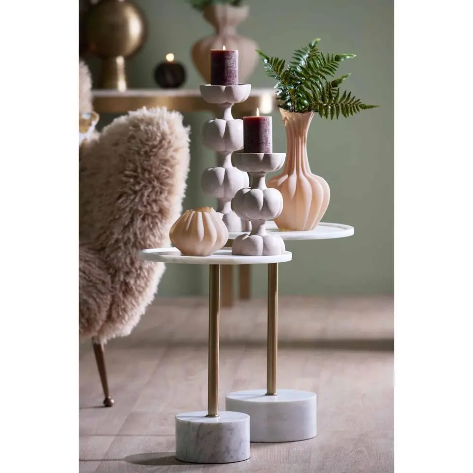 Bijzettafel Civita - Wit - &Oslash;41x53cm