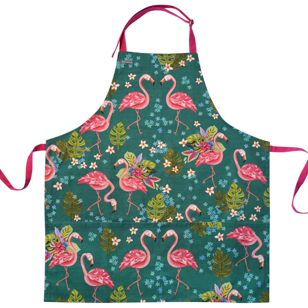 - Tablier adulte à nouer flamants roses