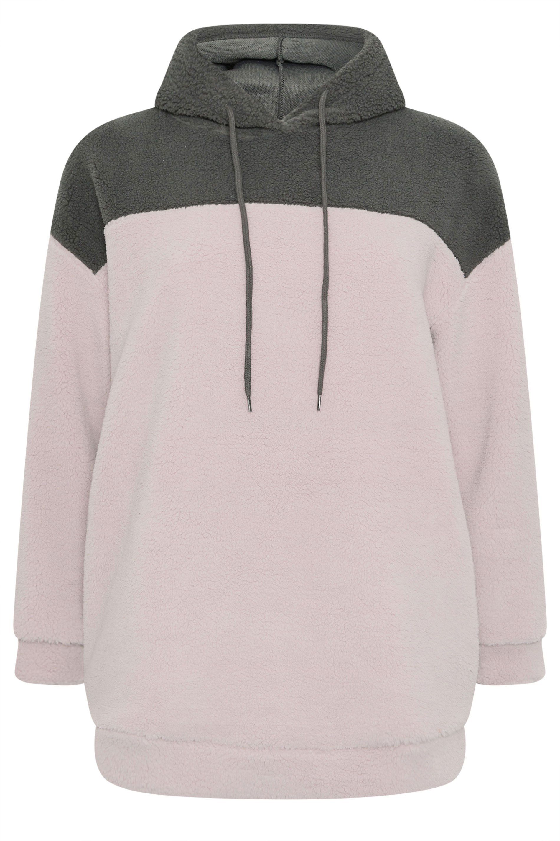 Yours Colourblock Teddy Fleece Hoodie