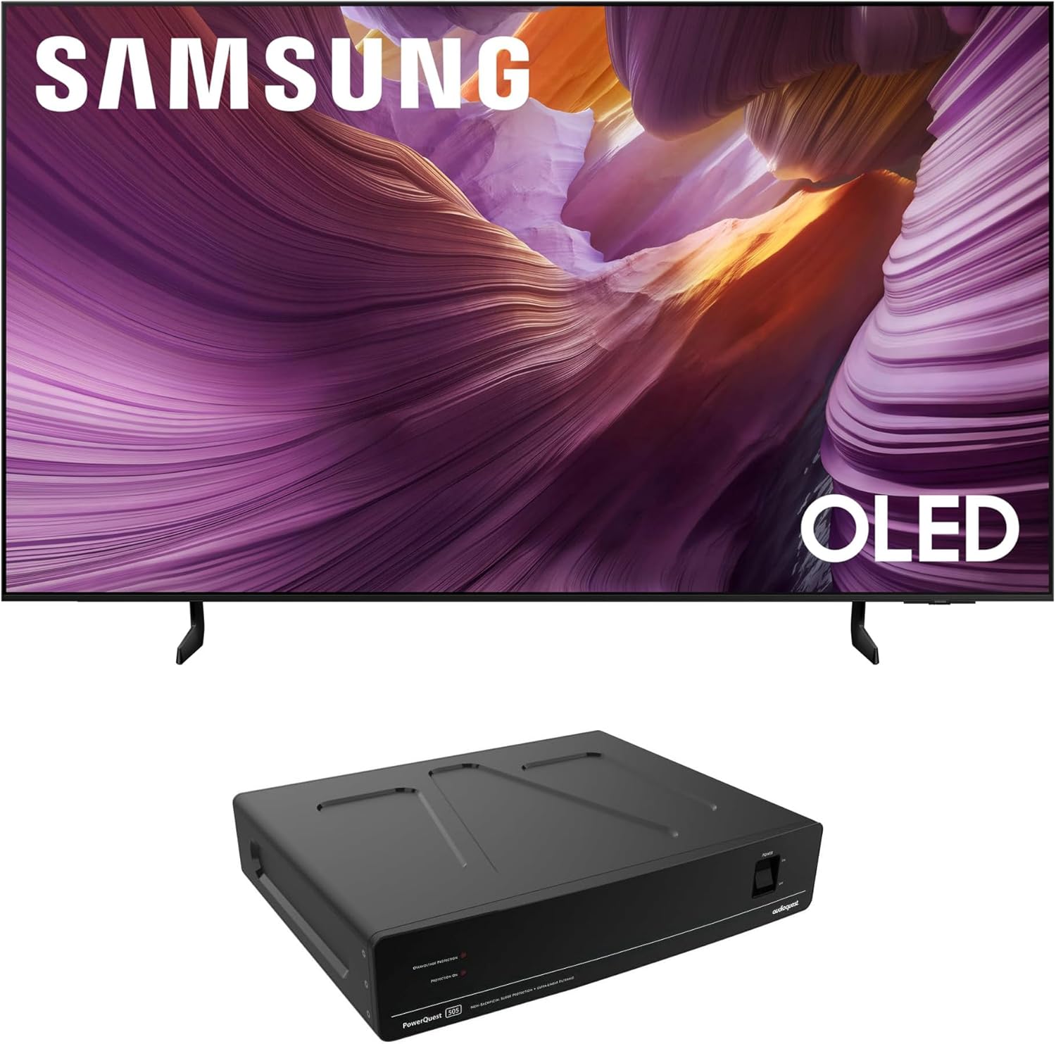 Samsung QN65S85FAFXZA 65 Inch OLED HDR 4K Smart TV with an AudioQuest PQ505NA PowerQuest 505 12 Outlet Surge Protector (2025)