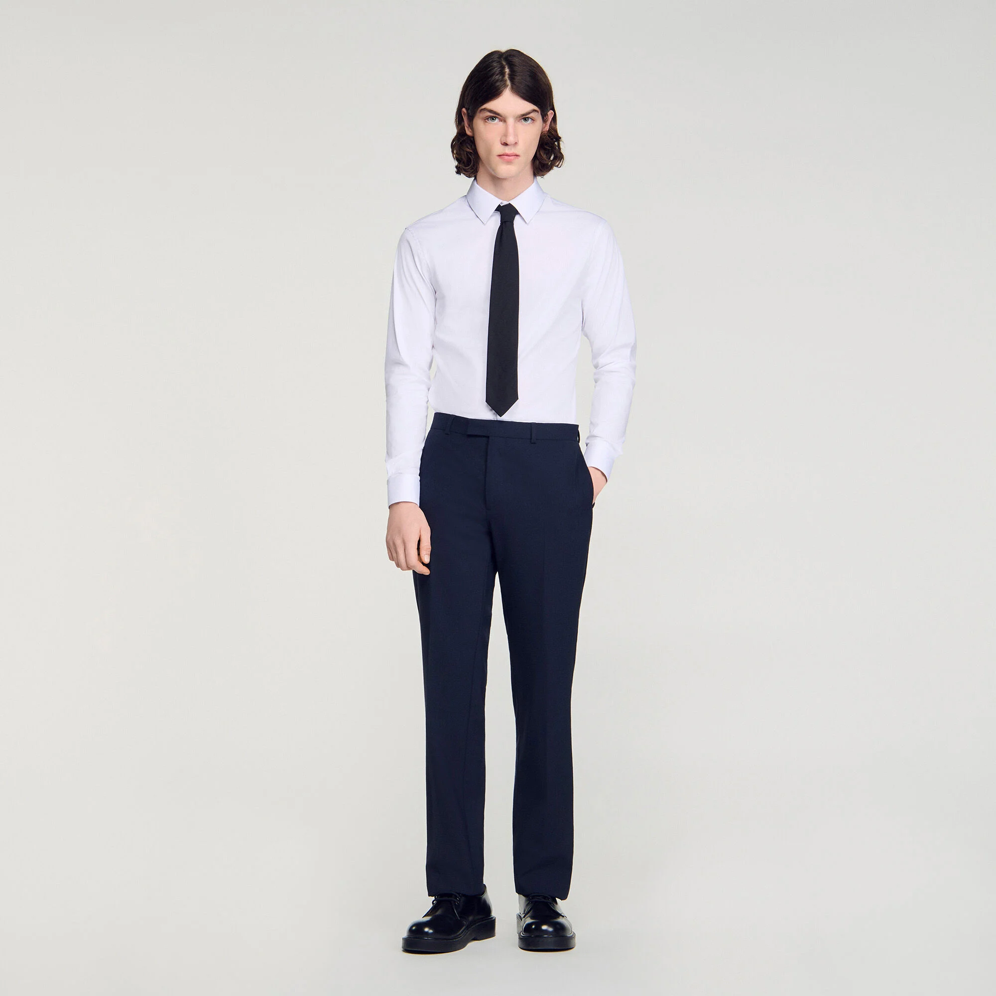 Pantalon de costume à micro carreaux