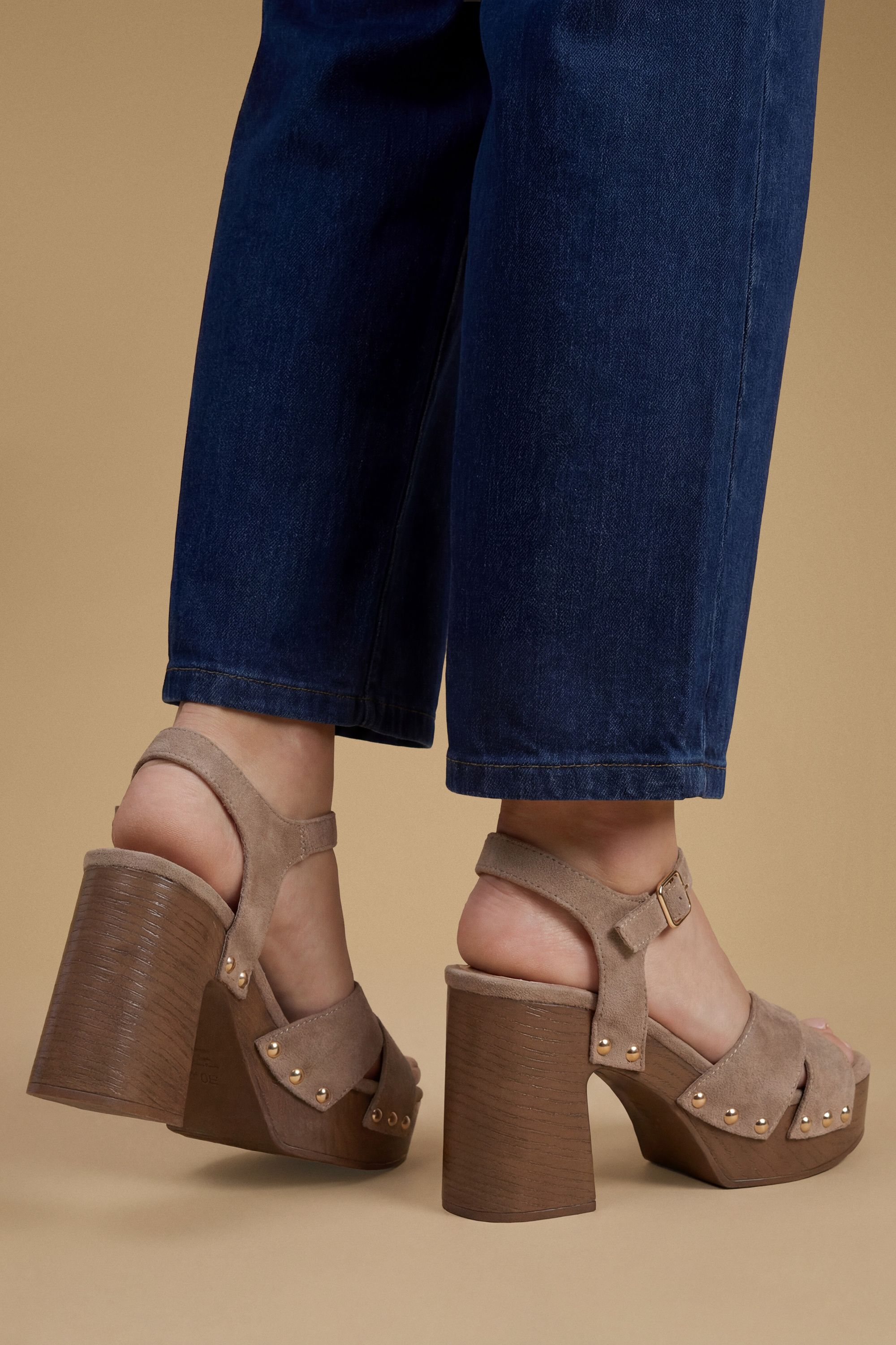Oasis Maddy Faux Suede High Heel Chunky Platform Sandals