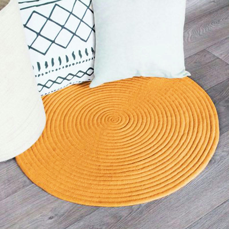 TAM - Tapis en coton réversible effet cordage jaune orangé diam.120