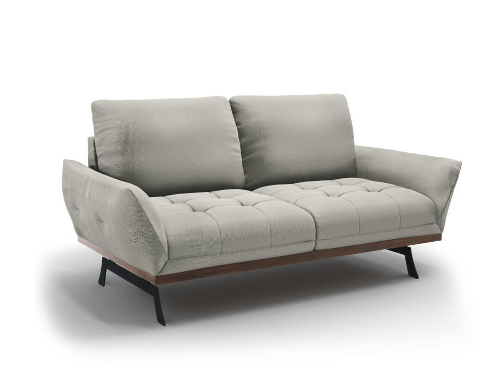 OLIVIER - Canapé 3 places en tissu structuré gris clair